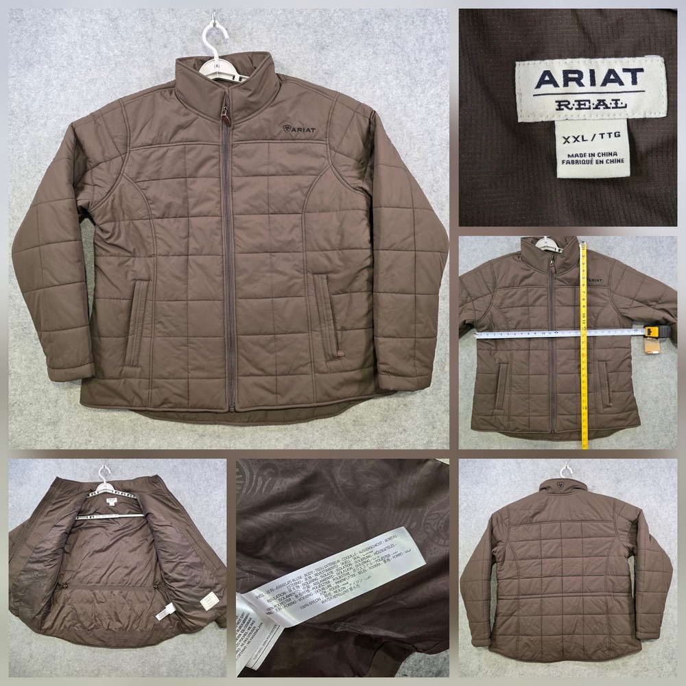 Ariat REAL Crius Jacket Womens 2XL Brown Quilted Insulated Full Zip Outdoor